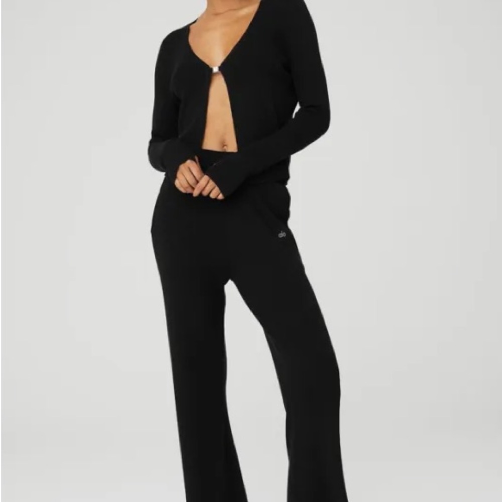Alo knit high waist salana wide leg and top SET